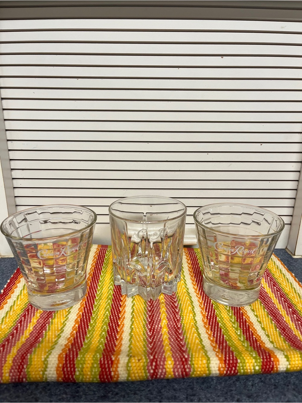 Vintage Crown Royal Bar Ware Rocks Whiskey Glasses Set of 3